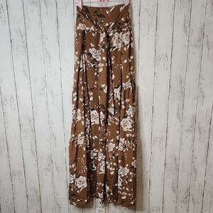 JODIFL Floral Print Maxi Skirt in Brown